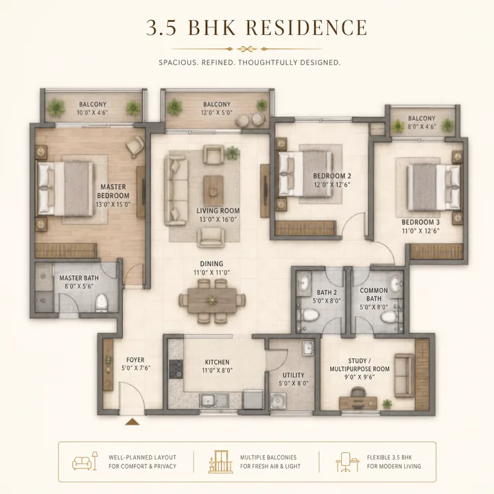 Lodha Hoskote 3.5 BHK floor plan layout Lodha Hoskote 3.5 BHK floor plan layout