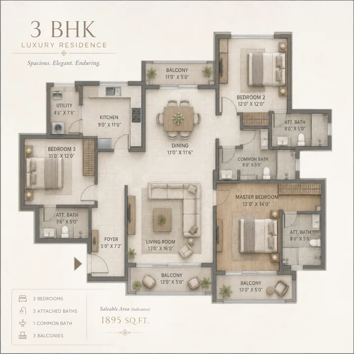 Lodha Hoskote 3 BHK floor plan layout Lodha Hoskote 3 BHK floor plan layout